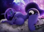  1girl bent_over big_breasts blue_eyes bubble_butt cleavage doggy_position hooves-art horny inviting_to_sex looking_at_viewer mlp my_little_pony pose princess_luna princess_luna_(mlp) purple_hair teasing thick_thighs 