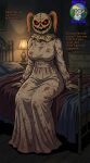  1girl 1girls animatronic animatronic_female animatronic_girl big_breasts burlap_skin creepy curvy_figure dress glowing_eyes halloween nerdyminerva pigtails red_eyes scary sitter_of_souls 