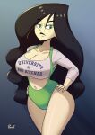  1girl big_breasts big_hips cleavage disney disney_channel female kim_possible long_hair profit shego shirt solo 