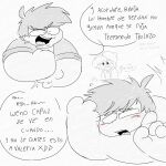 1boy 1girl alejo_torres colorless dialogue gay_domination hand_on_head lying_down male messy_hair monochrome no_color oc open_mouth original original_character shirtless shirtless_male sketch spanish_text text una_familia_50_promedio xd yaoi