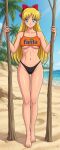  1girl adult_swim alluring bare_legs beach bikini bishoujo_senshi_sailor_moon bishoujo_senshi_sailor_moon_r bishoujo_senshi_sailor_moon_r_the_movie bishoujo_senshi_sailor_moon_s bishoujo_senshi_sailor_moon_s_the_movie bishoujo_senshi_sailor_moon_supers bishoujo_senshi_sailor_moon_supers_the_movie blonde_hair blue_eyes blue_sky dario fanta minako_aino ocean pin_up posing toei_animation toonami under_boob viz_media 