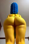  1girl 20th_century_fox 20th_century_studios 3d ai-generated ai_generated ass blue_hair dress_lift female_focus green_dress long_hair marge_simpson milf no_panties pussy the_simpsons yellow_skin 