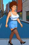  ai_generated big_breasts crop_top glasses king_of_the_hill miniskirt peggy_hill stockings thighs 