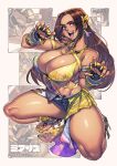  1girl 1girl 1girl 1girls absurd_res armband bandai_namco barefoot big_breasts big_breasts big_breasts bikini bra breasts breasts breasts breasts breasts brown_hair dark-skinned_female dark_skin female_focus female_only female_solo fighting_game floral_print floral_print_bikini gofa green_armband high_res huge_breasts long_hair looking_at_viewer miary_zo multicolored_bra namco namco_bandai on_one_knee open_mouth padded_gloves print_bikini red_eyes short_shorts shorts smile solo_female solo_focus swimsuit tekken tekken_8 twitter underwear video_game_character video_game_franchise video_games yellow_nails zoom_layer 