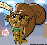  animal_nose black_eyes blush blush blush_lines brown_fur brown_hair dress_lift eyelashes furry furry_female green_dress hair_behind_ear long_eyelashes long_tail looking_at_partner looking_up navel nipples open_mouth penny_squirrel pink_areola pink_nipples rage_grenade secret_squirrel_show sleeveless squirrel_ears squirrel_girl squirrel_tail tongue tongue_out turtleneck very_long_tail 