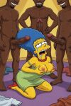  1girl 20th_century_fox 20th_century_studios 3boys ai-generated ai_generated apoluxe blue_eyes breasts breasts_out completely_nude_male dark-skinned_male erect_penis erection fox_corporation heeled_shoes imminent_gangbang jewelry kneel long_hair marge_simpson milf multiple_boys multiple_penises navel nipples nude_male pearl_necklace pubic_hair tears testicle the_simpsons veiny_penis 