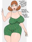 1girl brown_hair clothed clothed_female curvaceous curvaceous_figure curvy curvy_female curvy_figure dress female_only green_dress jimmy_neutron:_boy_genius judy_neutron mature mature_female milf nickelodeon wide_hips