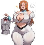  ai_generated bare_thighs bleach bleach:_the_thousand-year_blood_war blush brown_eyes gigantic_breasts huge_breasts huge_thighs inoue_orihime light-skinned_female light_skin long_hair looking_at_viewer massive_breasts orange_hair school_uniform smogai solo_female squatting sweat sweatdrop thick_body thick_female thick_thighs thighs voluptuous voluptuous_female 