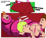 2025 3boys blonde_hair brown_hair cum english_text feet ginger human human_only licking_feet male_feet male_tickling original original_characters pabuluz speech_bubble tent tickling tickling_feet toes_scrunch tongue_out vibrator vibrator_on_penis