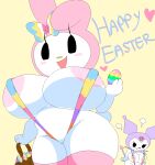  2d_(artwork) 2d_artwork 2girls anger_vein angry annoyed annoyed_expression anthro areola_slip basket big_breasts bikini black_eyes blush blush_stickers bow breasts bunny_girl cassettedream clothing digital_media_(artwork) dream-cassette easter easter_egg egg english_text female female_focus female_only furry furry_female hair_bow holding_basket holidays hoshime huge_breasts jester_cap jester_hat kuromi looking_at_viewer mob_face multiple_girls my_melody onegai_my_melody puff_of_air rabbit rabbit_tail ribbon sanrio shortstack sling_bikini smile stockings tail teeth text thick_thighs thighhighs white_fur wide_hips 