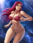  1girl 2020 5_fingers alien alien_girl alternate_version_available big_breasts bra breasts cleavage dc_comics eyebrows eyelashes female_only flowerxl green_eyes hair humanoid humanoid_hands lingerie long_hair no_panties older older_female pinup pussy red_hair starfire stockings superheroine tamaranean teen_titans thick_thighs underwear vulva wide_hips young_adult young_adult_female young_adult_woman 