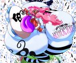  1girl absorption ass_crack drooling ghost ghost_girl ghosts giantess giantess_growth gigantic_ass glowing_eyes halloween huge_belly huge_breasts long_tongue nip_slip nipples obese one_piece outgrowing_clothes panties perona souls striped_panties tail weight_gain wide_hips 