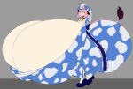  1girl cow_bell cow_ears cow_print cow_tail hourglass_figure huge_ass huge_breasts touhou touhou_project yuyuko_saigyouji 