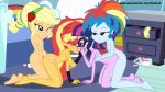  applejack equestria_girls foursome futa futanari_on_female my_little_pony older older_female ponetan rainbow_dash sci-twi sunset_shimmer young_adult young_adult_female young_adult_woman 