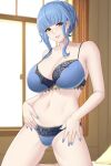 1girl 1girl 1girl alluring aslind_samure aslindsamure big_breasts blue_hair blue_nails blue_panties bra breasts brown_eyes cleavage female_only fire_emblem fire_emblem:_three_houses light-skinned_female lingerie looking_at_viewer marianne_von_edmund nail_polish nintendo panties stomach underwear