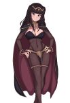  1girl 1girl 1girl alluring bangs black_hair bodystocking breasts cleavage clothed clothing female_only fire_emblem fire_emblem_awakening goth kyzacreations looking_at_viewer milf nintendo pin-up pin_up purple_eyes smile tharja tharja_(fire_emblem) transparent_background 