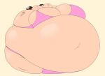  1girl big_breasts bikini comical_weapon d.va_(overwatch) full_body_inflation huge_belly inflation overwatch thong 