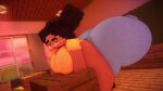  1girl absorption absorption_vore anal_vore ass_expansion big_breasts ebony glasses huge_ass jeans minecraft thick_thighs vore webm weight_gain 