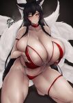  1girl 1girl ahri alternate_breast_size artist_signature big_breasts black_hair breasts gigantic_breasts huge_breasts kneel league_of_legends light-skinned_female long_hair riot_games tagme vastaya zer0.zer0 