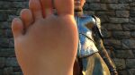  1girl 3d feet female_focus female_only foot_fetish foot_focus foot_lick looking_at_viewer low-angle_view medieval pov short_hair spodvohomg submissive submissive_pov 