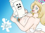 /co/ 2014 4chan anthro apron blonde_hair blue_eyes breasts cum cum_on_breasts female food_groupie hetero huge_breasts human interspecies male mascot melvin_milk milk milk_carton paizuri penis two_scoops_tina