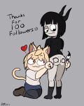  2_girls adult_swim bare_ass bodypaint bottomless cat_girl creepy_susie goth goth_girl heart hugging hugging_ass necoarc sethanol the_oblongs 