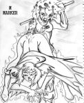  2girls anal_penetration cheetara chilla fisting forced_anal marker_(artist) monochrome sweating thundercats 