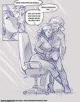 age_difference bulge christmas curly_hair dark-skinned_female dark_skin dialogue interracial kissing melkormancin monochrome sketch teacher_and_student text