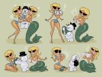  1boy 1girl 2_girls big_breasts bikini blonde_hair borderless borderless_comic comic cute disney embarrassed green_tail grin hugging knick knick_knack large_hips laughing male mermaid mermaid_tail nipples no_nipples noonun pasties pixar scarf short_hair snow snowman sunglasses sunny_atlantis sunny_miami surprised thin_waist top_hat touching_breast wide_hips 