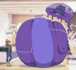  2girls ass_expansion belly_expansion big_ass big_belly big_breasts black_hair blue_eyes blue_skin blueberry_inflation breast_expansion daughter expansion immobile inflation milf mother_and_daughter purple_track_suit sile2011 spherical_inflation track_suit 