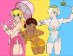 3girls alluring ass breasts nintendo princess_daisy princess_peach princess_rosalina rosalina super_mario_bros. super_mario_galaxy umbrella