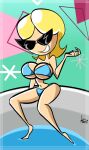  1girl 1girl big_breasts blonde_hair breasts disney knick_knack navel pixar pool solo_female sunglasses sunny_miami tagme 