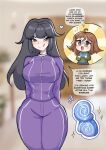 2_girls before_inflation big_ass big_breasts big_thighs black_hair blueberry_inflation brown_eyes daughter inflation light-skinned_female milf mother_&_daughter purple_track_suit sile2011 thin_waist track_suit wide_hips