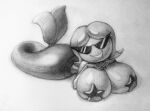  1girl 1girl big_breasts disney grin knick_knack large_hips lying_on_stomach mermaid monochrome noonun pasties pixar short_hair sketch starfish starfish_pasties sunglasses sunny_atlantis thin_waist 