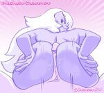  1boy 1girl 2024 amethyst_(steven_universe) ass big_ass big_penis buttjob chickpea crystal_gem digital_drawing_(artwork) hands_on_ass hands_on_own_ass hot_dogging huge_ass human_on_gem long_hair looking_at_viewer looking_back_at_viewer looking_over_shoulder male/female nude nude_female nude_female_nude_male nude_male penis pov purple-skinned_female purple_skin simple_background smile steven_universe uncensored veiny_penis white_hair 