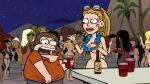  background_characters beer braided_hair clothed_male_nude_female completely_nude_female flower_necklace good_vibes hoop_earrings mondo_brando nude_beach nude_female party rave sigourney_(good_vibes) swimming_goggles tagme topless_female 