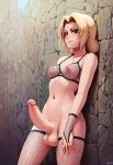  ai_generated big_balls big_penis blonde blonde_female blonde_hair futanari huge_penis kunoichi looking_at_viewer mesh_clothing mesh_top naruto naruto_(series) naruto_shippuden ninja semi_nude tsunade_senju 