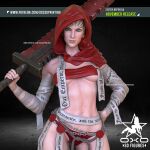  3d 3d_(artwork) 3d_model armored_boots bandages bare_midriff chainsword figurine hand_on_hip hood miniatures oxo3d_printing ropes scarf semi_nude short_hair sister_of_battle sister_repentia sword under_boob warhammer_(franchise) warhammer_40k 