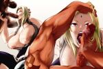 1boy 1girl 1girl 1girl :>= big_breasts big_breasts big_breasts blonde_hair blowjob_face breasts censored censored_penis curvaceous curves curvy curvy_body curvy_female curvy_figure dark-skinned_male dark_skin enormous_breasts fellatio female_focus hokage huge_breasts interracial kyugata make mature mature_female mature_woman mosaic_censoring muscular muscular_male naruto naruto_(series) naruto_shippuden open_mouth penis raikage sucking sucking_penis tsunade voluptuous