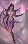 1girl big_breasts black_sclera female_only long_hair magic_user purple_hair purple_scales purple_skin scales semi_nude slaanesh_(cult) slaaneshg warhammer_(franchise) warhammer_40k warhammer_fantasy witch