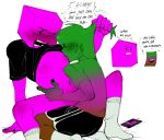 breast_sucking breastfeeding gays in_bed jeremy_(regretevator) male/male pink_body pulling_hair regretevator roblox roblox_game robloxian rokokdude_(artist) shirt_lift shirt_up socks_on sucking_nipples text text_bubble unpleasant_gradient