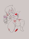  2girls bete_noire betty_noire big_breasts blood boots bottomless bottomless_female breasts chara chara_(undertale) clothed digital_media_(artwork) female_only glitchtale knife mob_face nipples no_color not_paint on_one_knee pussy red_eyes red_heart sequence sequential short_hair shot skirt squirt squirting undertale undertale_(series) undertale_au 