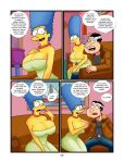  big_breasts blue_hair cartoon_milf comic crossover dialogue drunk family_guy glenn_quagmire huge_breasts kogeikun magumbos marge_simpson milf rape sleep_molestation the_simpsons whoa_look_at_those_magumbos yellow_skin 