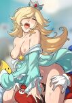 1boy 1girl blonde_hair breasts kinkymation mario mario_(series) nintendo nipples princess_rosalina super_mario_galaxy tagme