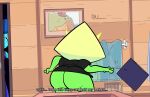  1girl 2_girls alien ass bathroom blue_hair blue_skin bottomless cartoon_network female_only gem_(species) green_hair green_skin lapis_lazuli lapis_lazuli_(steven_universe) mr_valentine00 peridot_(steven_universe) short_hair shortstack steven_universe wide_hips 