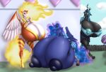 3_girls anthro blues64 daybreaker gigantic_breasts marauder6272 my_little_pony:_friendship_is_magic princess_luna queen_chrysalis