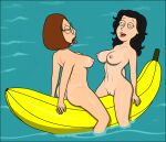  2_girls 2_girls balloon banana erect_nipples family_guy glasses hump humping masturbate masturbation masturbation meg_griffin nipples original_character pussy_rubbing rub rubbing rubbing_pussy sexfightfun sexfightfun_(character) tan tan_line yuri 