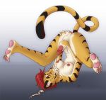 anus breasts cum_in_mouth cum_on_self furry futanari jerking_off masturbating medium_breasts pawpads tail tiger upside-down