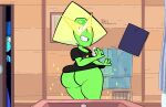  1girl 2_girls alien ass bathroom blue_hair blue_skin bottomless cartoon_network female_only gem_(species) green_hair green_skin lapis_lazuli lapis_lazuli_(steven_universe) mr_valentine00 peridot_(steven_universe) short_hair shortstack steven_universe wide_hips 