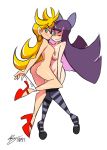 2girls ass bigdead93 breasts female_only high_heels long_hair multiple_girls nipples panties panty_&_stocking_with_garterbelt panty_(psg) panty_anarchy shoes sister sisters stocking_(psg) stocking_anarchy stockings white_background yuri